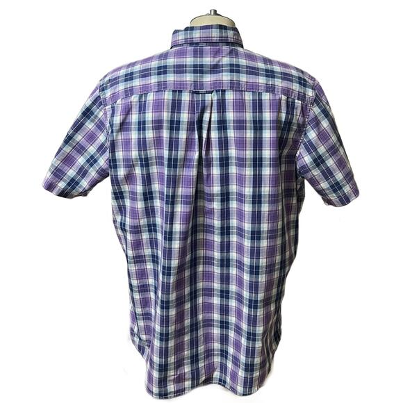 Chaps Purple/Blue Plaid S/S Button Down Men's Shirts Size XL - Picture 3 of 4